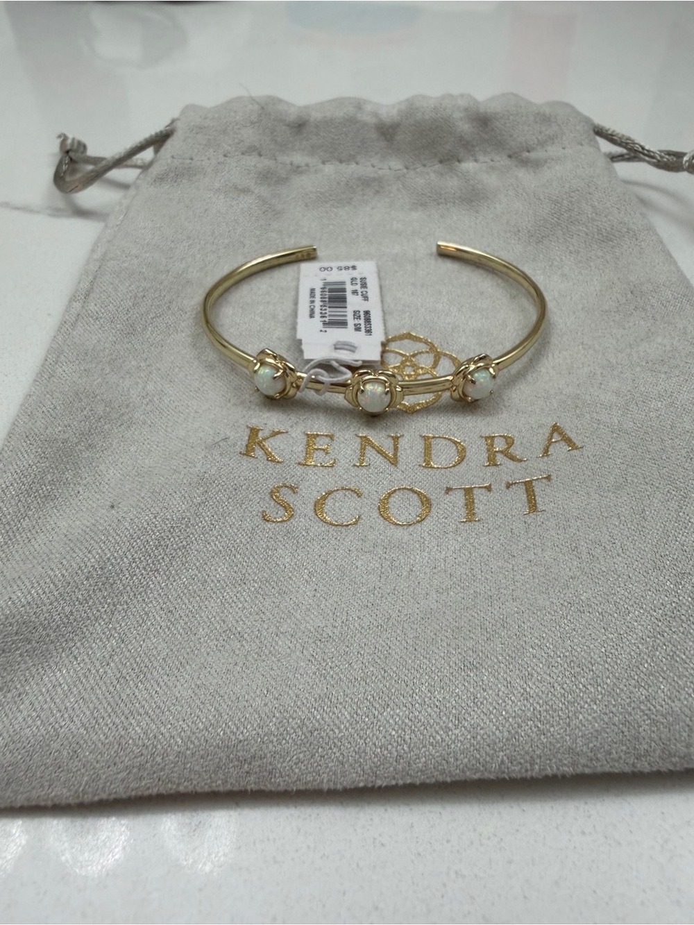 Kendra Scott Susie Gold Cuff Bracelet with Opal White Stones